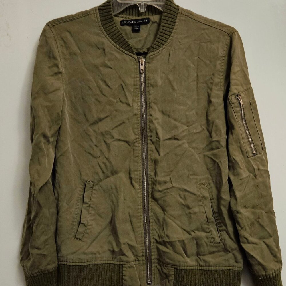 WOMENS SZ SMALL ARMY GREEN THIN JACKET